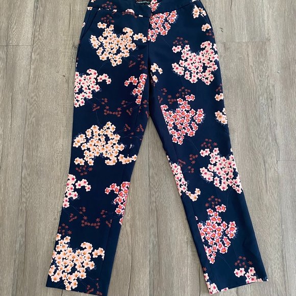 Cynthia Rowly Floral Straight/ Skinny Ankle Dress Pants Women's Size 4 - Picture 1 of 4